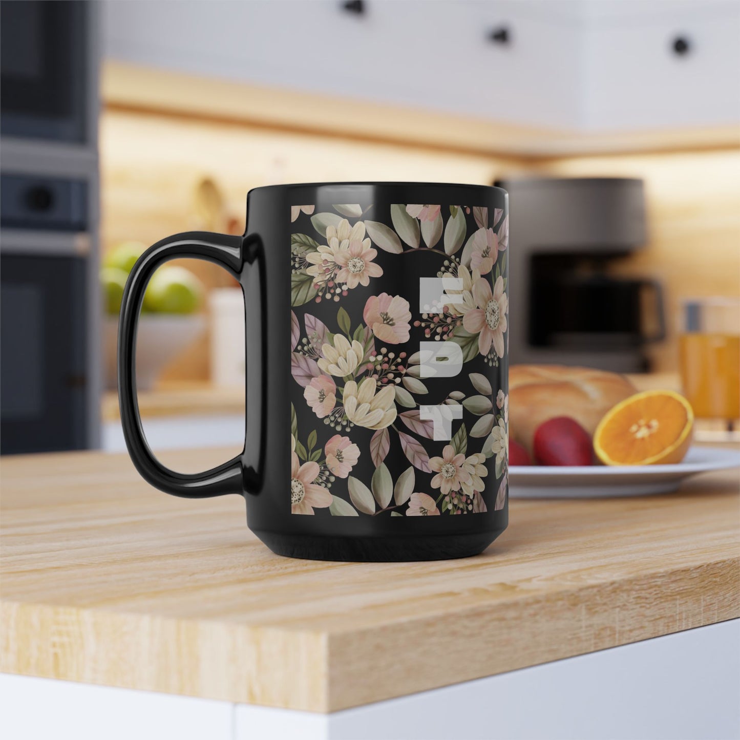 FDT Floral Background Black Mug (11oz, 15oz)